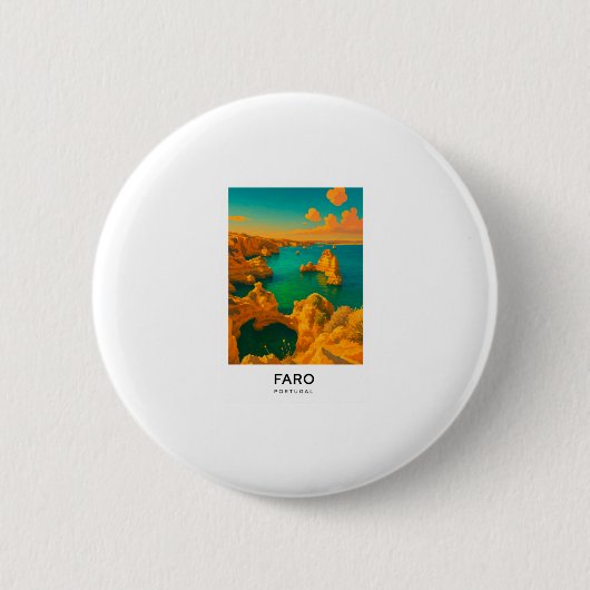 Faro - Portugal Reiseplakat Button (Vorderseite)
