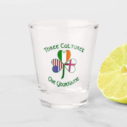 Faroe Islander Irish American Fags Kleeblatt Schnapsglas (Vorderseite)