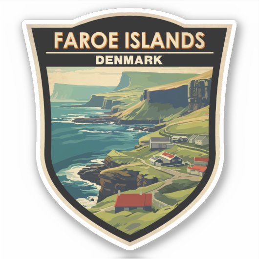 Faroe Islands Denmark Travel Art Vintage Aufkleber (Vorderseite)