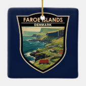 Faroe Islands Denmark Travel Art Vintage Keramikornament (Rückseite)