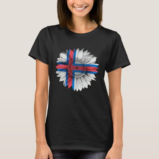 Faroe Islands Flag Sunflower Faroese Roots Proud P T-Shirt (Vorderseite)
