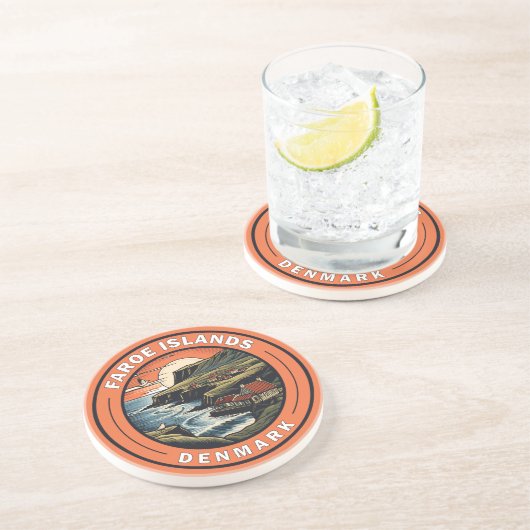 Färöer Dänemark Reisen Kunst Abzeichen Getränkeuntersetzer (Seite)