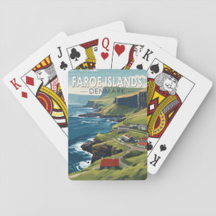 Färöer Dänemark Reisen Kunst Vintag Spielkarten