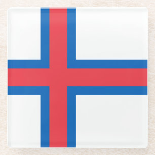 Färöer-Inseln-Flagge Glasuntersetzer