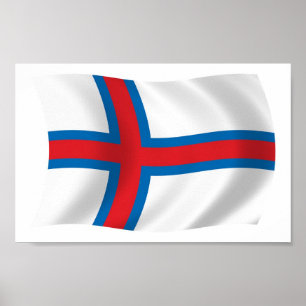 Färöer-Inseln Flagge Poster Druck