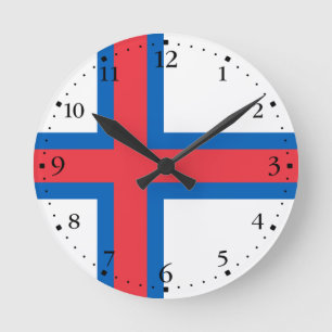 Färöer-Inseln-Flagge Runde Wanduhr