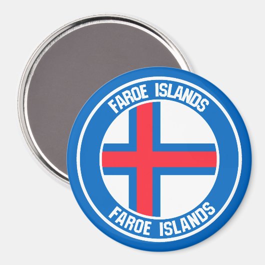 Färöer-Inseln-RundEmblem Magnet (Vorderseite/Rückseite)