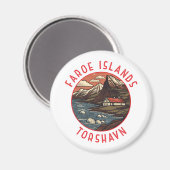Färöer Inseln Tórshavn Retro Distressed Circle Magnet (Vorderseite/Rückseite)