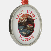 Färöer Inseln Tórshavn Retro Distressed Circle Ornament Aus Metall (Rechts)