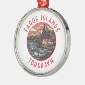 Färöer Inseln Tórshavn Retro Distressed Circle Ornament Aus Metall (Links)