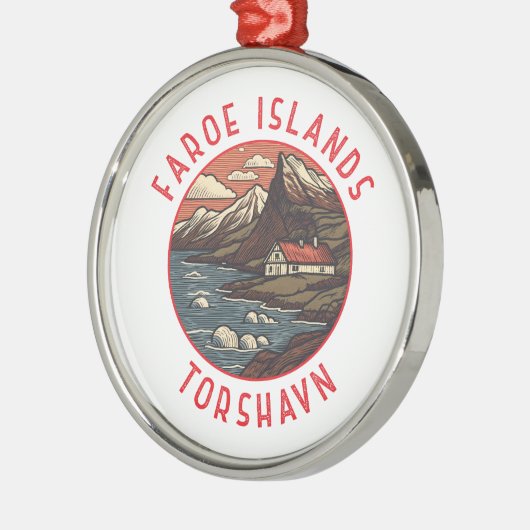 Färöer Inseln Tórshavn Retro Distressed Circle Ornament Aus Metall (Links)