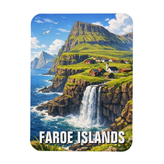Färöer-Inseln Wasserfall Postkarte Magnet (Vertikal)