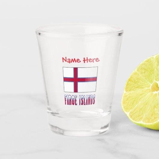 Färöer Islander Flaggen Rot Personalisiert Schnapsglas (Vorderseite)