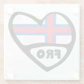 Färöer Ländercode Flaggen Herz Button Abzeichen Glasuntersetzer (Rückseite)