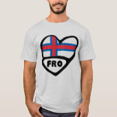 Färöer Ländercode Flaggen Herz Button Abzeichen T-Shirt (Vorderseite)
