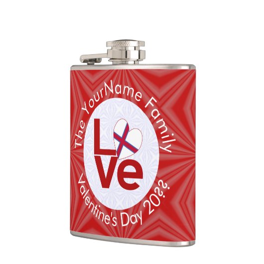 Färöer Rote LIEBE Flag Personalisiert Flachmann (Links)
