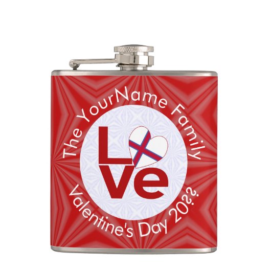 Färöer Rote LIEBE Flag Personalisiert Flachmann (Vorderseite)