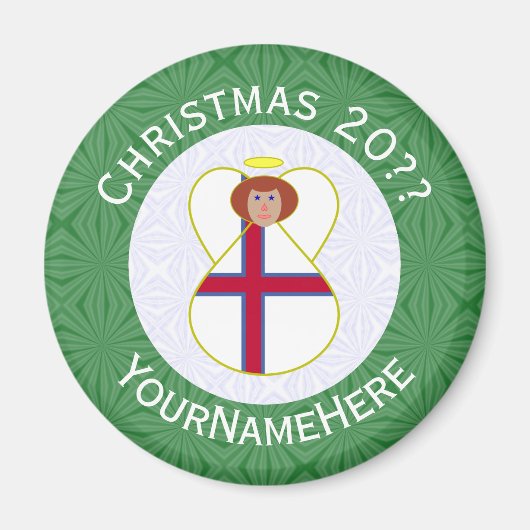 Faroese Angel Weihnachtsflagge Personalisiert Magnet (Vorne)