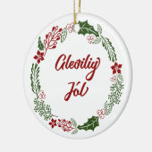 Faroese Frory Christmas Wreath, Gleðilig Jól Keramik Ornament (Links)
