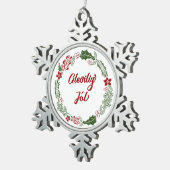 Faroese Frory Christmas Wreath, Gleðilig Jól Schneeflocken Zinn-Ornament (Rechts)