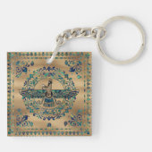 Farohar - Faravahar - Fravashi-Marmor und Gold Schlüsselanhänger (Rückseite)