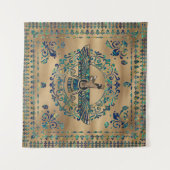 Farohar - Faravahar - Fravashi-Marmor und Gold Wandteppich (Vorderseite (Horizontal))