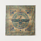 Farohar - Faravahar - Fravashi-Marmor und Gold Wandteppich (Vorderseite)