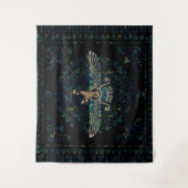 Farohar - Faravahar - Fravashi-Marmor und Gold Wandteppich (Vorderseite)