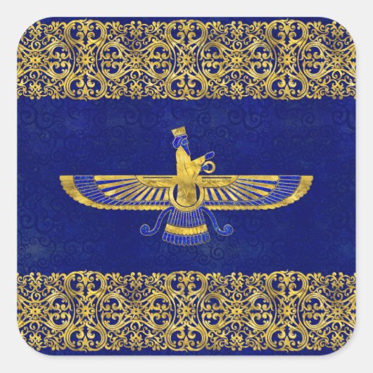 Farohar - Faravahar - Fravashi Quadratischer Aufkleber (Vorderseite)