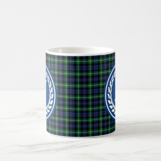 Farquharson Clan Bright Blue Tartan Monogram Kaffeetasse (Mittel)