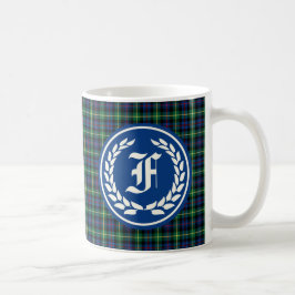 Farquharson Clan Bright Blue Tartan Monogram Kaffeetasse