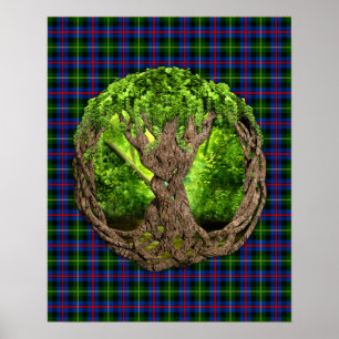 Farquharson-Clan-Tartan und keltischer Lebensbaum Poster