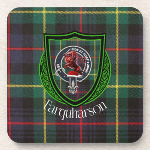 Farquharson schottischer Clan-Tartan und -Wappen Getränkeuntersetzer