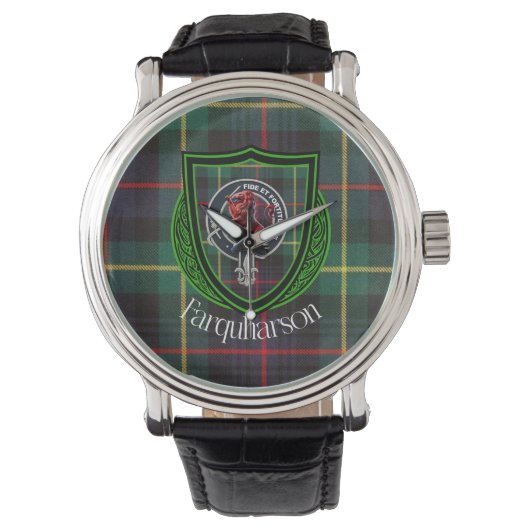 Farquharson Scottish Clan Tartan & Crest Armbanduhr (Vorderseite)