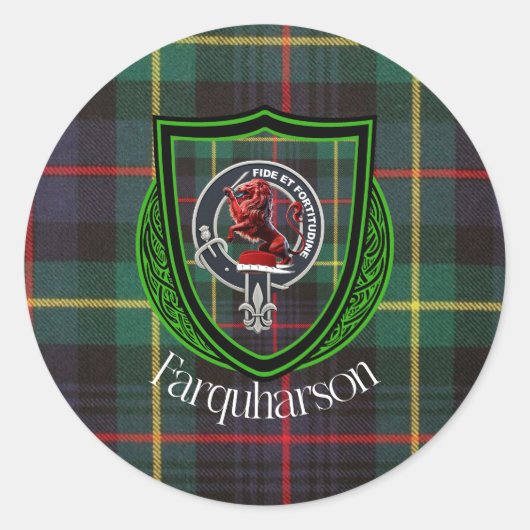 Farquharson Scottish Clan Tartan & Crest Runder Aufkleber (Vorderseite)