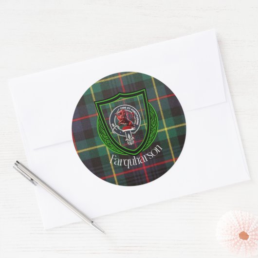 Farquharson Scottish Clan Tartan & Crest Runder Aufkleber (Umschlag)