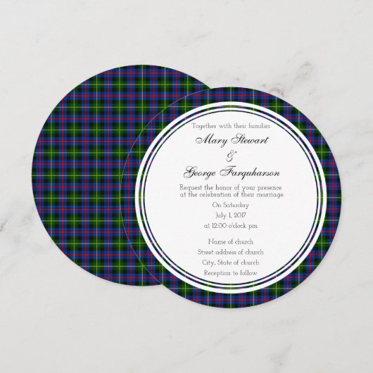 Farquharson Scottish Wedding Round Einladung (Vorne/Hinten)