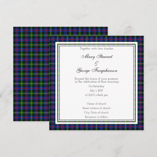 Farquharson Scottish Wedding Square Einladung (Vorne/Hinten)