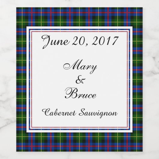 Farquharson Scottish Wedding Wine Label Weinetikett (Einzelnes Label)