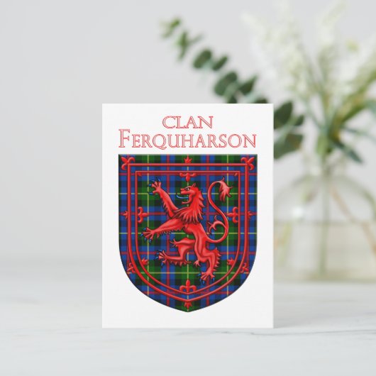 Farquharson Tartan Scottish Kariert Lion Rampant Postkarte (Stehend Vorderseite)