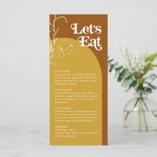 FARRAH Retro 70er Rust Lasse Arch Menu Card essen Menükarte (Stehend Vorderseite)