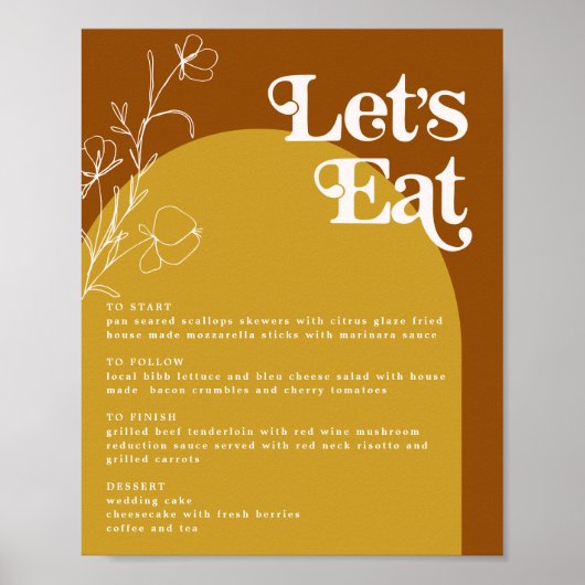 FARRAH Retro 70er Rust Lasse Arch Menu essen Poster (Vorne)