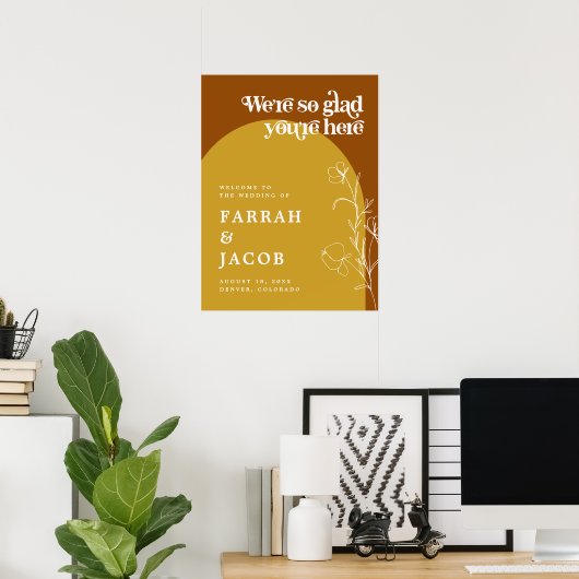 FARRAH Retro 70er Rust Mustard Arch Wedding Willko Poster (Heimbüro)