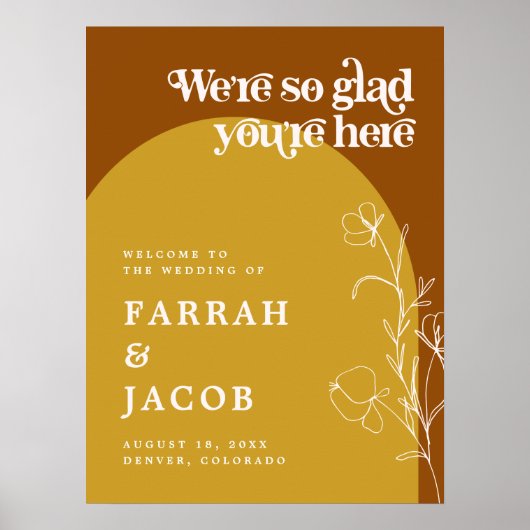 FARRAH Retro 70er Rust Mustard Arch Wedding Willko Poster (Vorne)