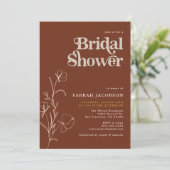 FARRAH Retro 70er Rust Senf Brautparty Einladung (Stehend Vorderseite)