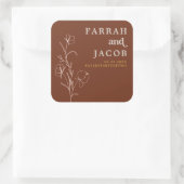 FARRAH Retro 70's Rust Floral Earth Child Wedding Quadratischer Aufkleber (Tasche)