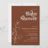FARRAH Retro 70's Rust Mustard Baby Shower Einladung (Vorderseite)