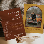 FARRAH Retro-Foto der 70er Jahre mit Rostflorenbog Einladung