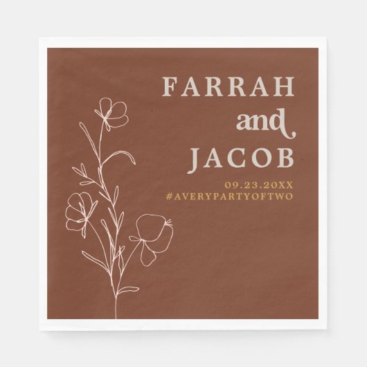 FARRAH Retro-Foto der 70er Jahre mit Rostflorenbog Serviette (Vorderseite)