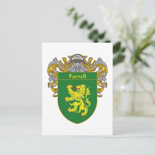 Farrell Coat of Arms (Mantled) Postkarte (Stehend Vorderseite)